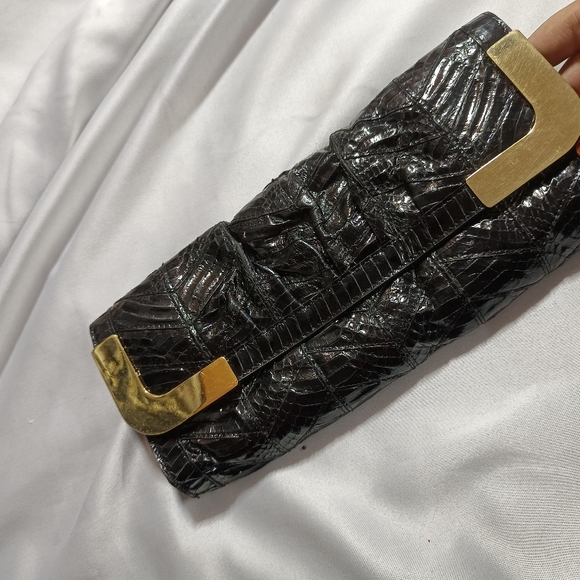 Michelle K Handbags - Authentic Michel klien snake leather clucth
